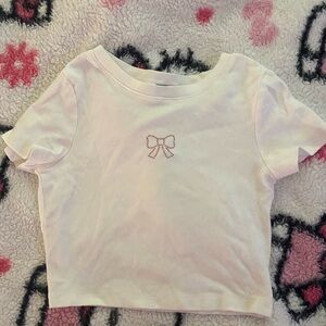 PacSun White Crop Top with Bow Detail